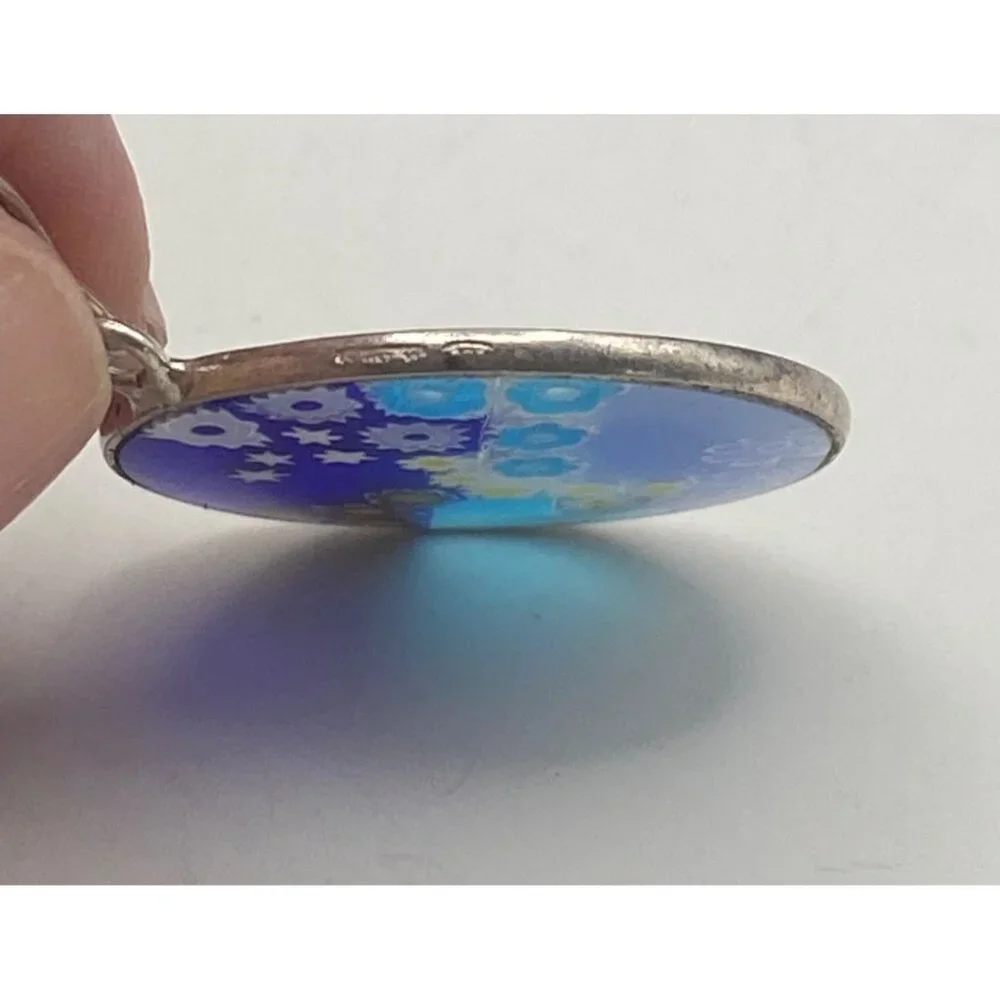 925 Sterling Silver Murano Millefiori Glass Pendant Necklace 18" Vera Wang Chain - Picture 6 of 10